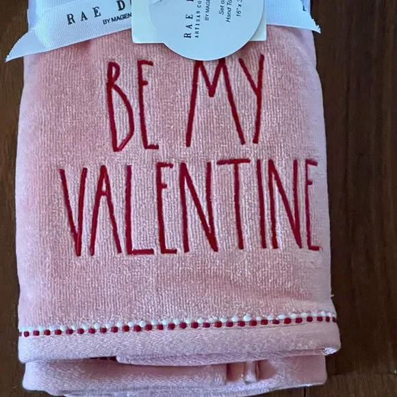 New Rae Dunn by Magenta Pink Be My Valentine Hand Towel Set - Picture 4 of 10